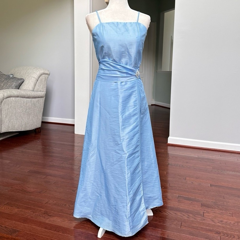 Vintage Y2K Marys Light Blue Beaded Formal Princess Fantasy Gown Dress